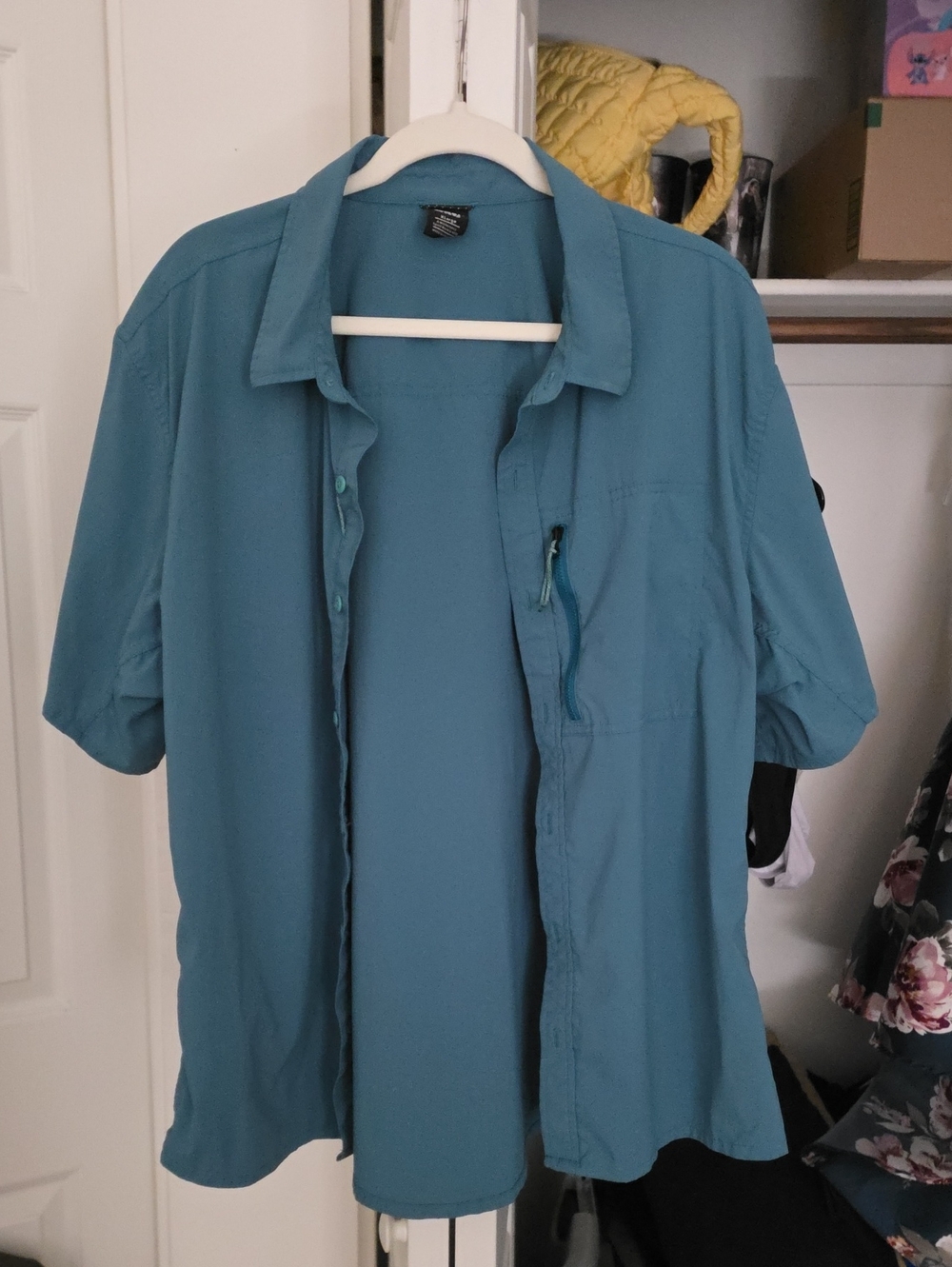 REI Teal Short Sleeve Button-Down Shirt